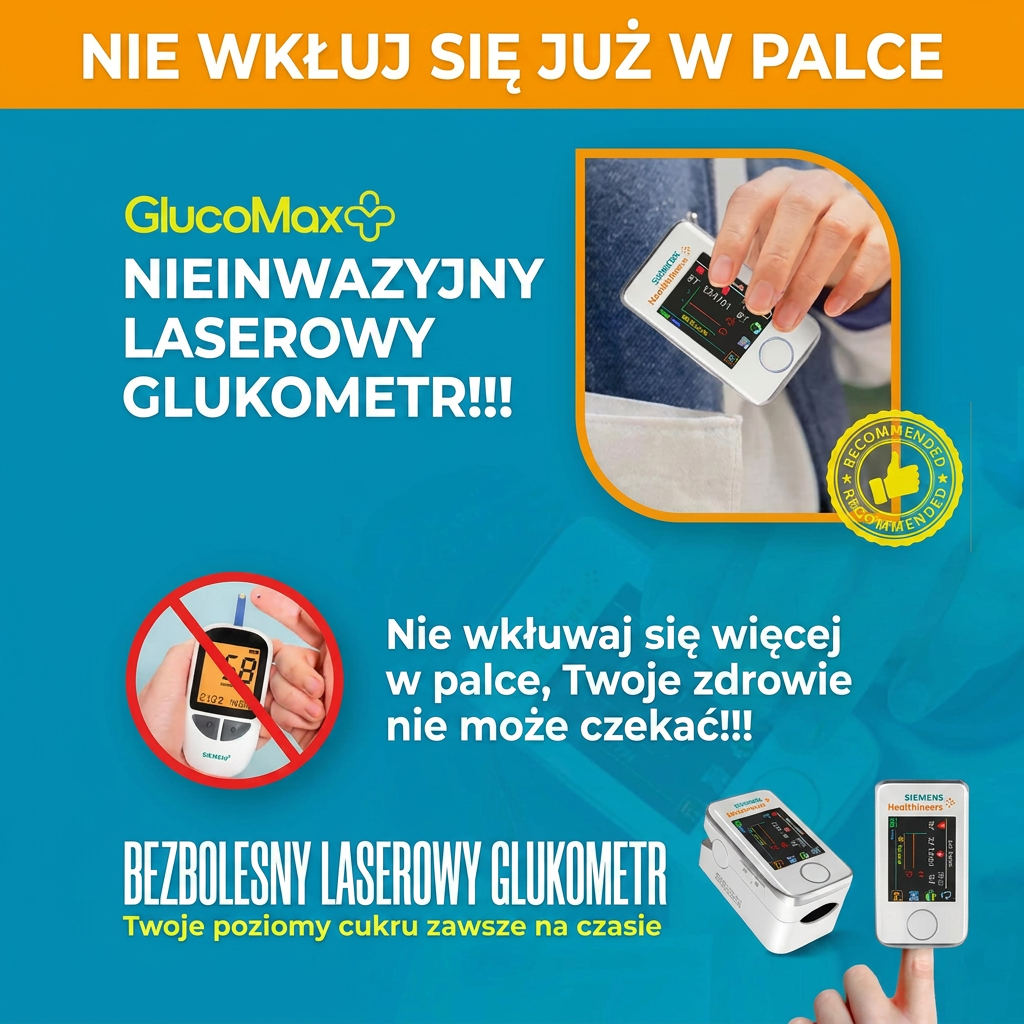Glukometr bez nakłuwania - szybki, prosty i dokładny | 99,9% dokładności